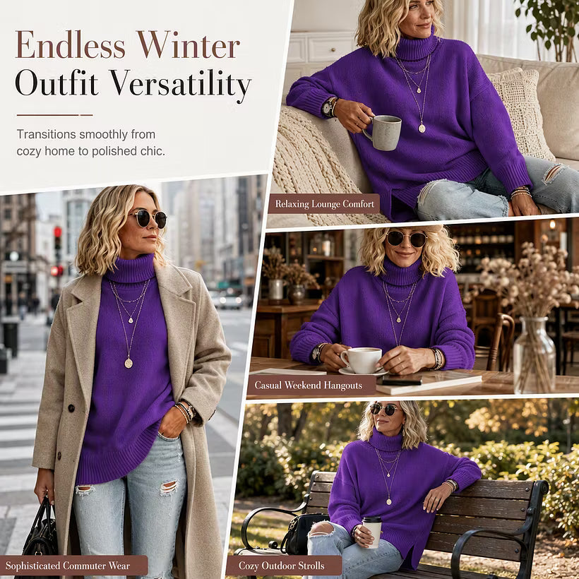 Women's Relaxed Roll Neck Knit Jumper
