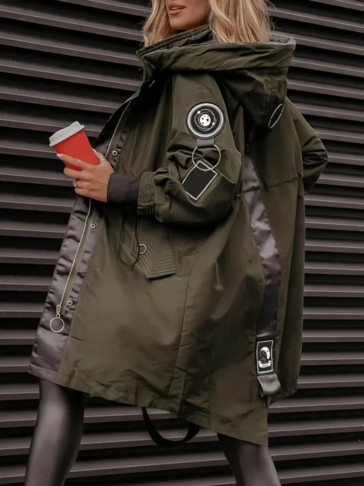 Women's Casual Hooded Longline Parka Jacket