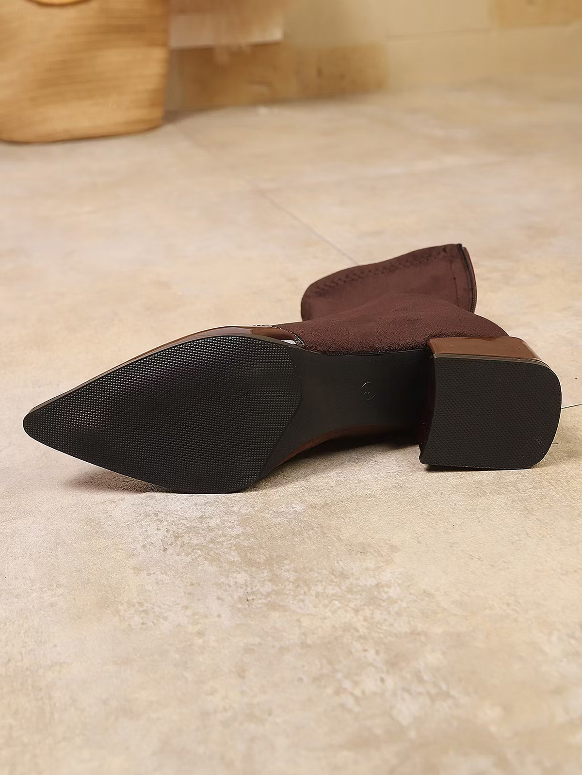 Women's Pointed Toe Chunky Heel Ankle Boots