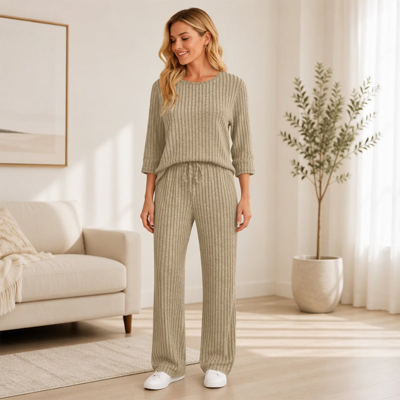 Women's Soft Ribbed Two-Piece Lounge Set