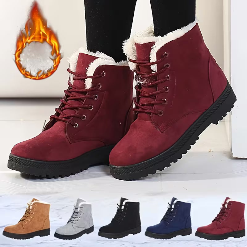 Women's Plush-Lined Lace-Up Ankle Boots