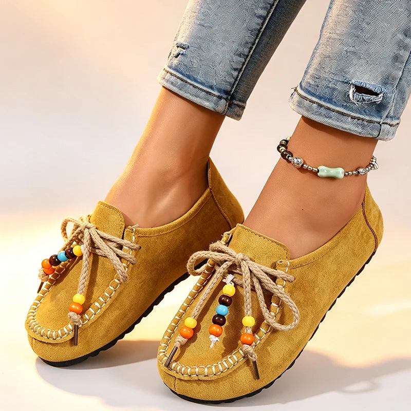 Women's Beaded Suede-Look Loafers