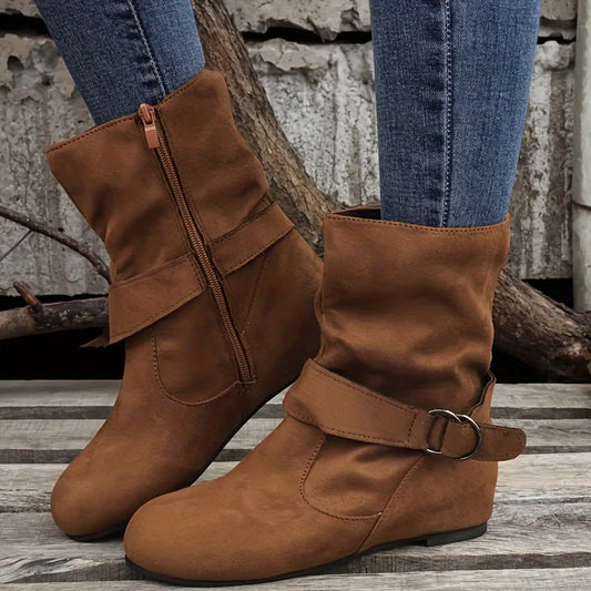 Women's Vintage Buckle Ankle Boots
