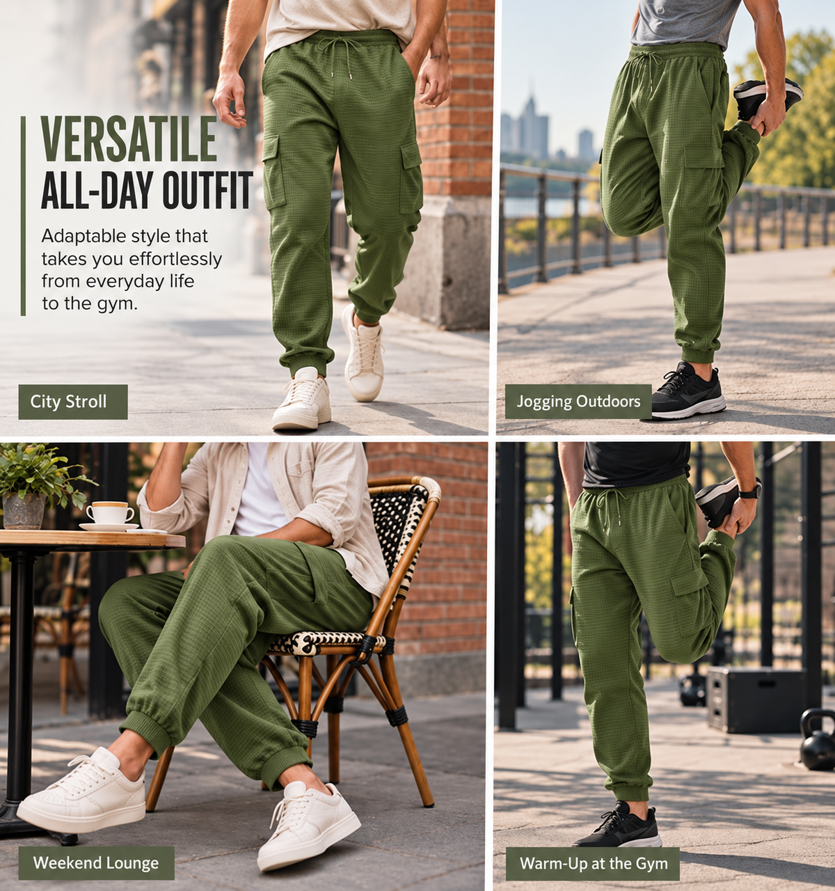 Men's Textured Multi-Pocket Cargo Joggers