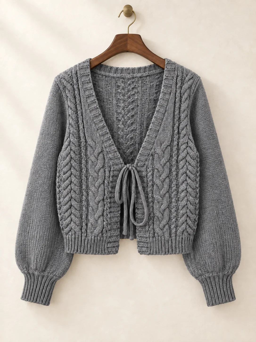 Women's Tie-Front Cable Knit Cardigan