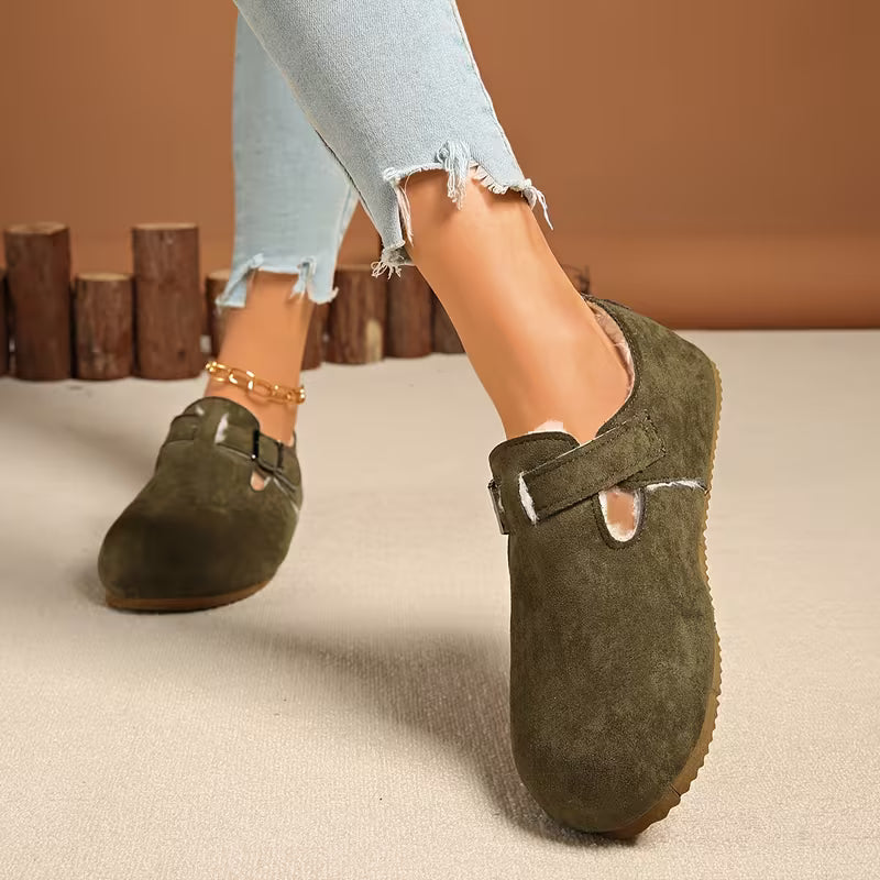 Women's Buckle Detail Plush-Lined Clogs