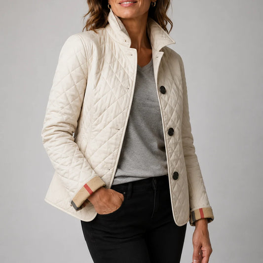 Women's Diamond Quilted Button-Up Jacket