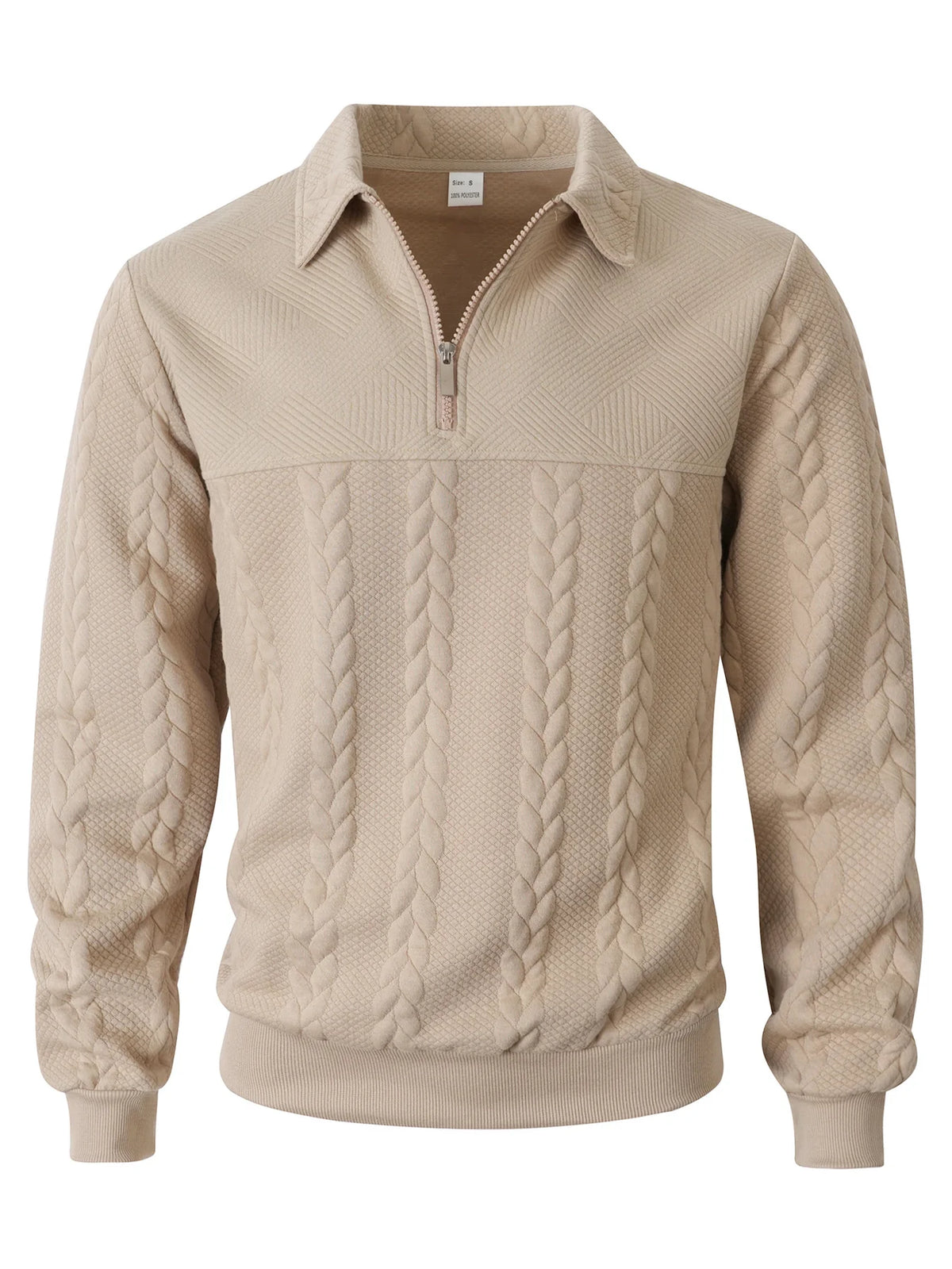 Men's Cable Texture Zip Collar Jumper