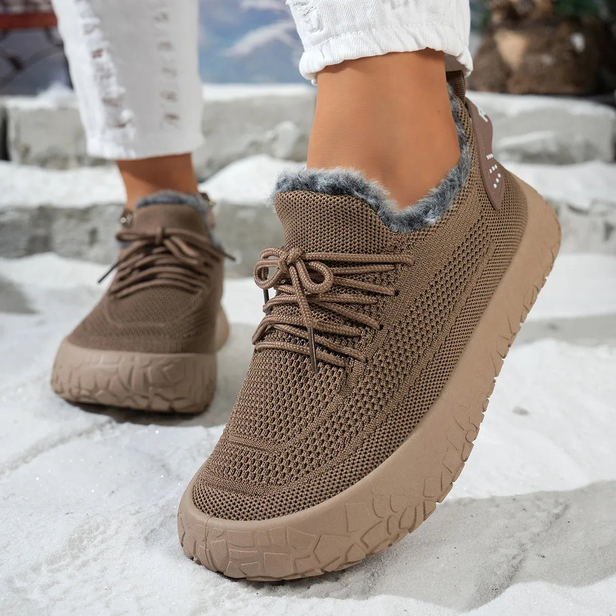 Women's Cosy Knit Fleece-Lined Trainers