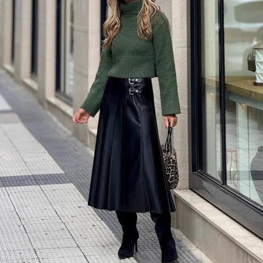 Women's Elegant Pleated Midi Skirt