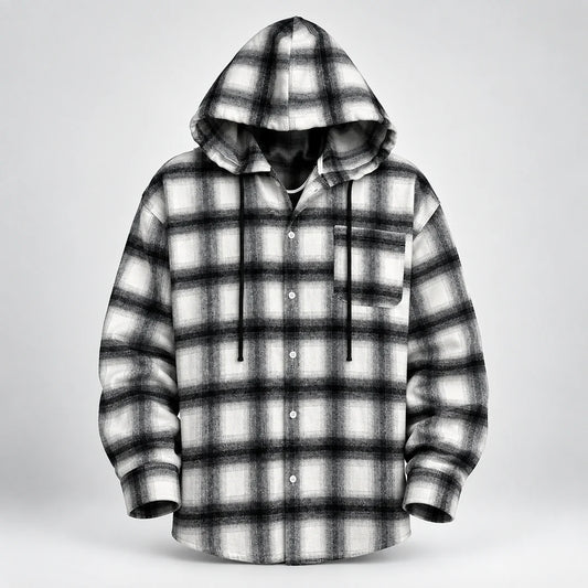 Men's Checked Hooded Overshirt