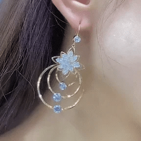 Women's Sparkling Floral Layered Drop Earrings