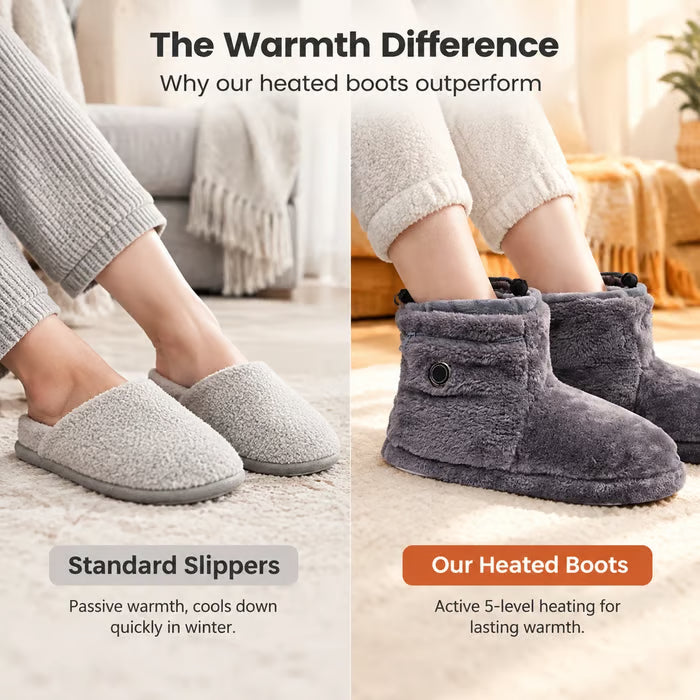 Cosy USB Heated Plush Slipper Boots