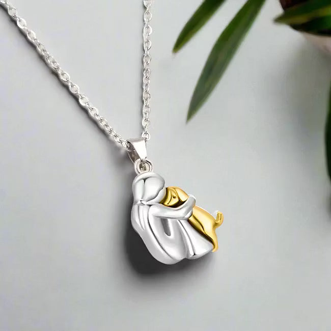 Heartfelt Human & Dog Hug Pendant Necklace