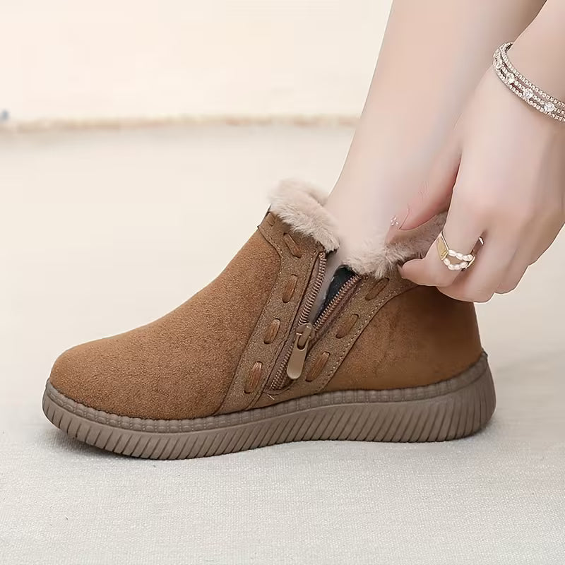 Women's Plush-Lined Slip-On Ankle Boots