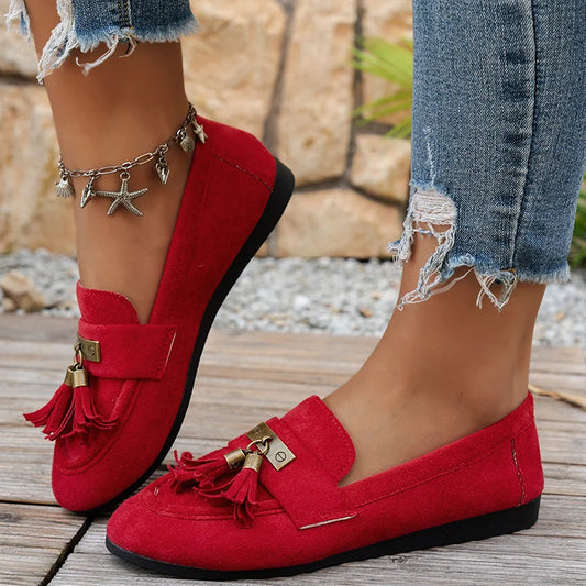 Women's Tassel Buckle Slip-On Loafers