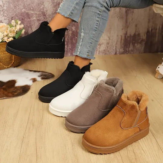 Women's Fuzzy Collar Slip-On Ankle Boots