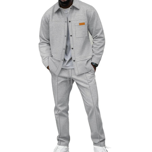 Men's Textured Overshirt & Trousers Set