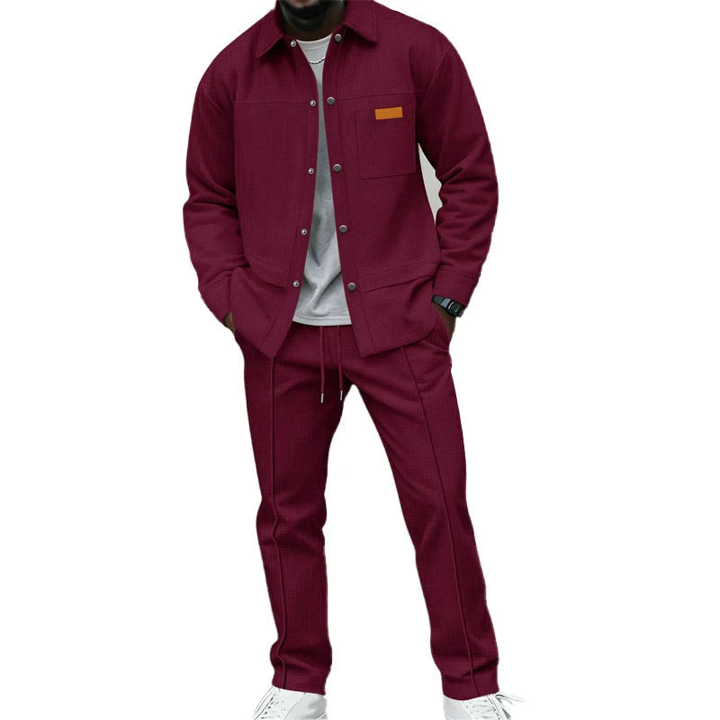 Men's Textured Overshirt & Trousers Set