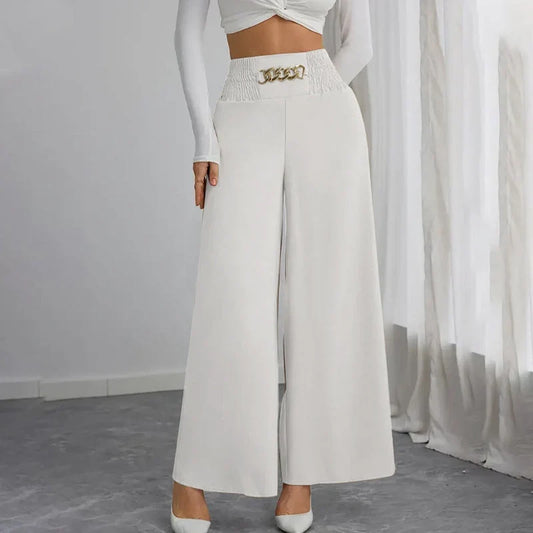 Women's Smocked Waist Wide Leg Trousers