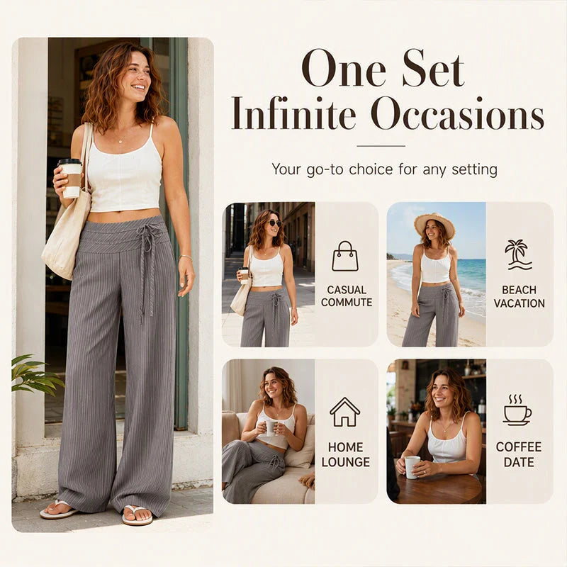 Women's Striped Wide Leg Trousers