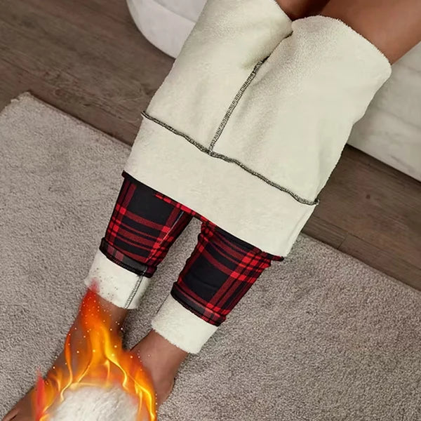 Women's Fleece-Lined High-Waisted Plaid Leggings