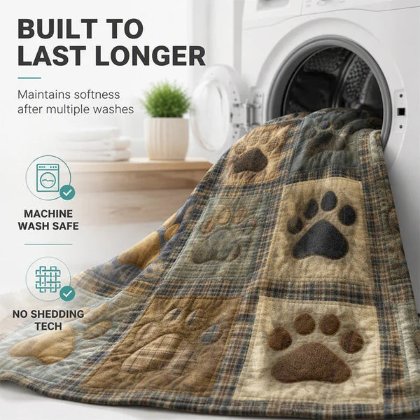 Paw Print Cosy Flannel Blanket