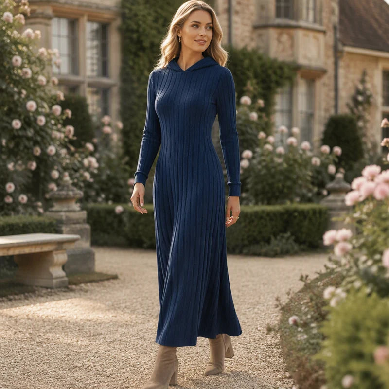 Women's Ribbed Hooded Maxi Dress