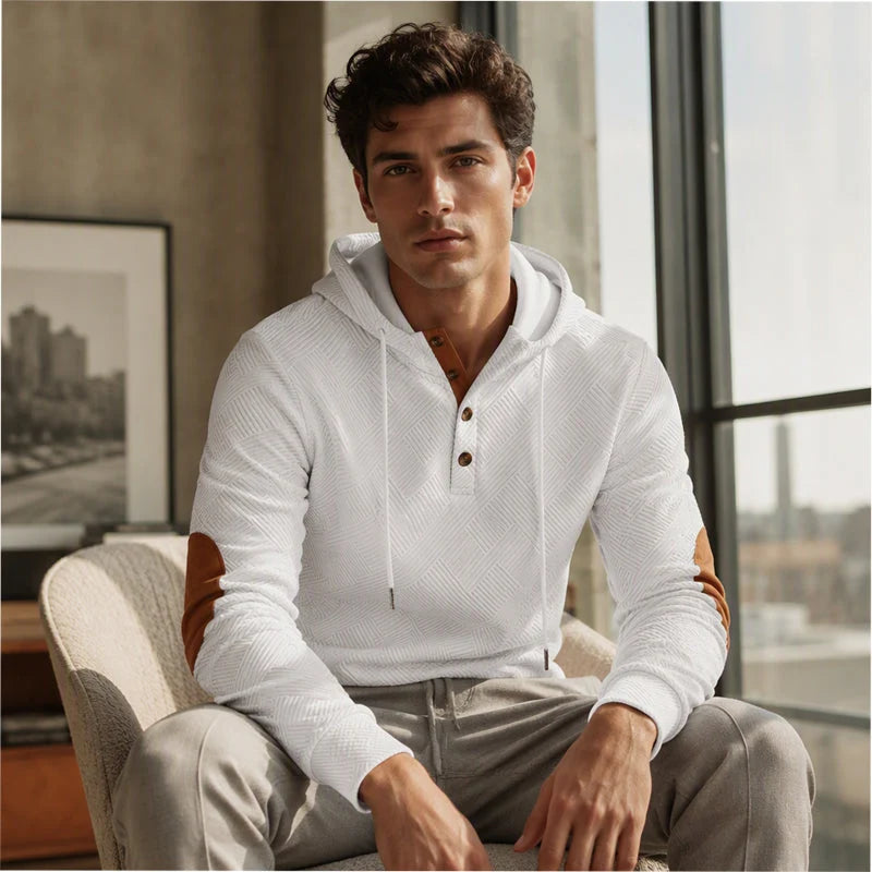Men's Textured Jacquard Hooded Jumper
