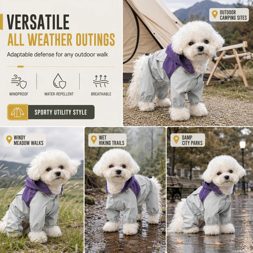 Four-Leg Water-Resistant Dog Raincoat