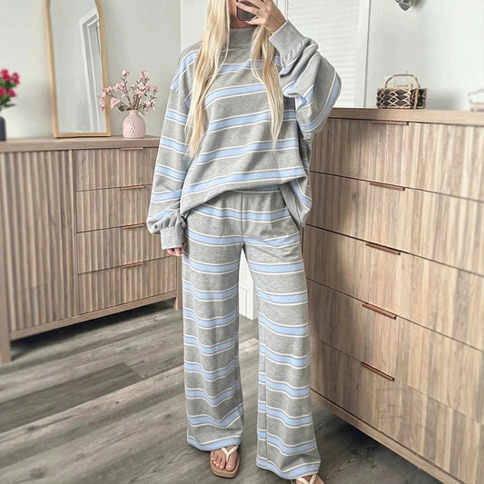 Women's Striped High-Neck Lounge Set