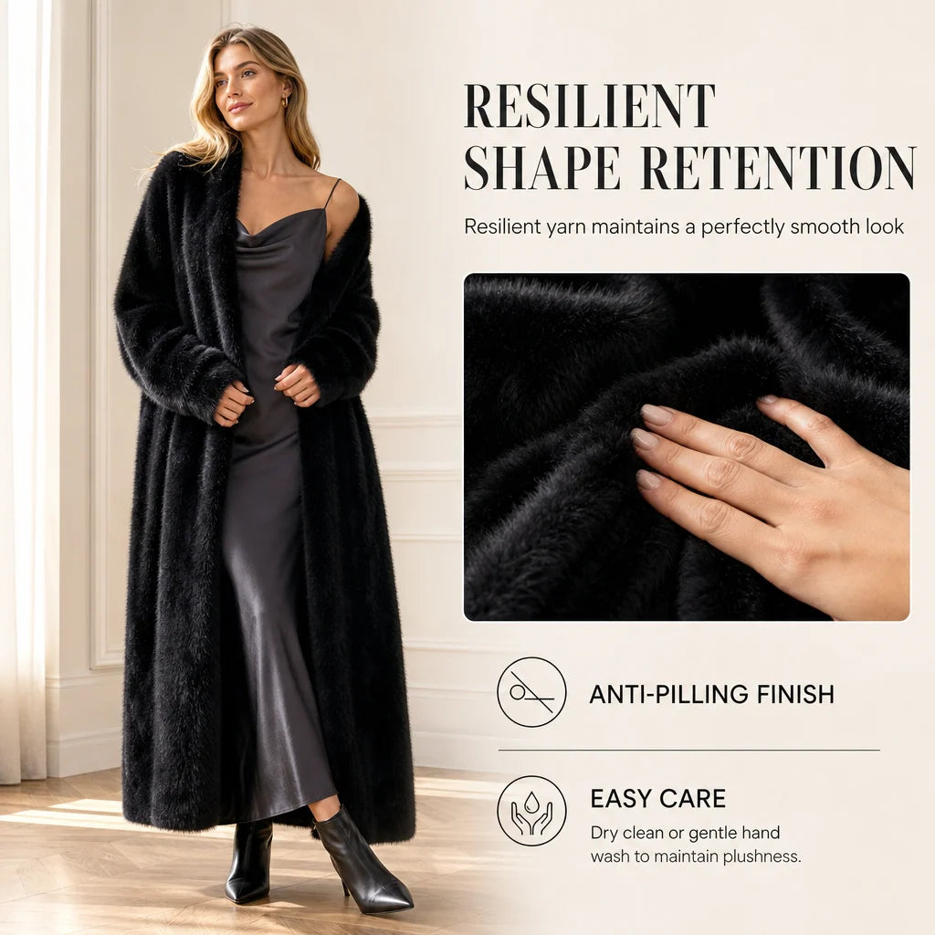 Women's Longline Faux Mink Cardigan