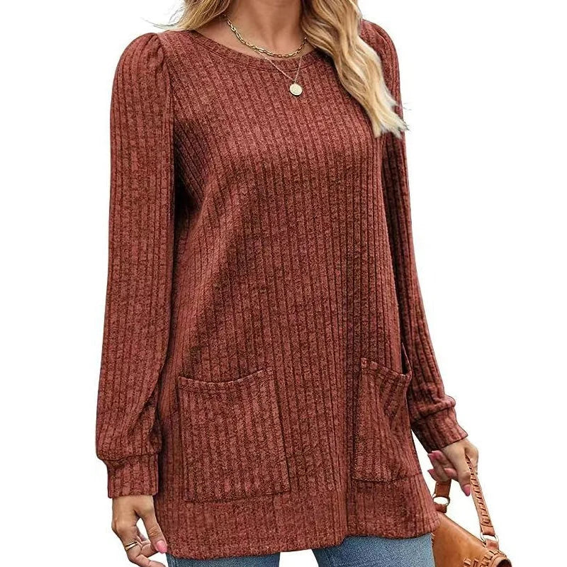 Women's Ribbed Longline Jumper with Pockets