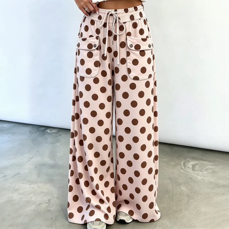 Women's Polka Dot Wide-Leg Trousers