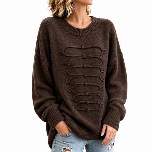 Women's Braided Detail Crew Neck Jumper