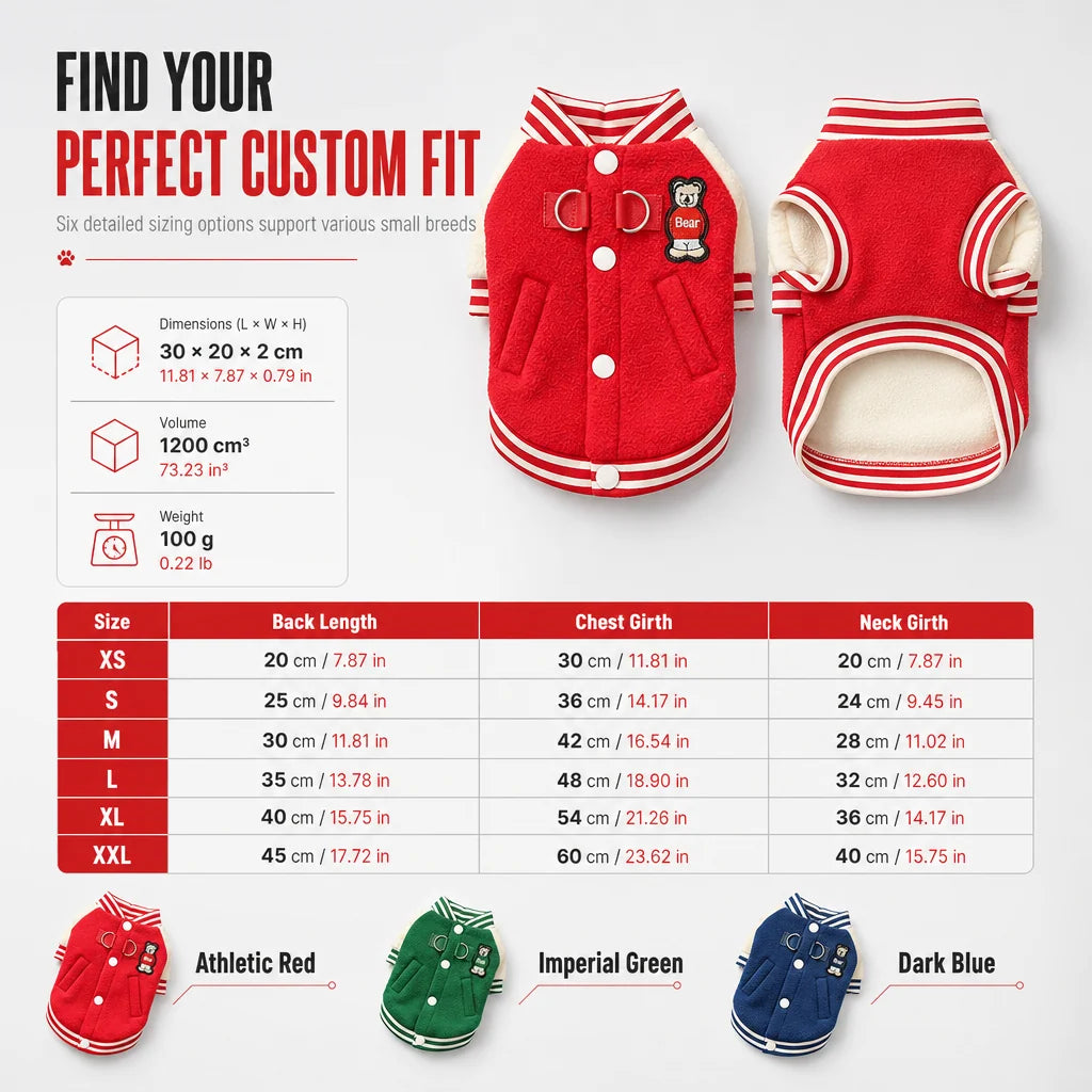 Cosy Fleece Dog Jacket with Leash Rings