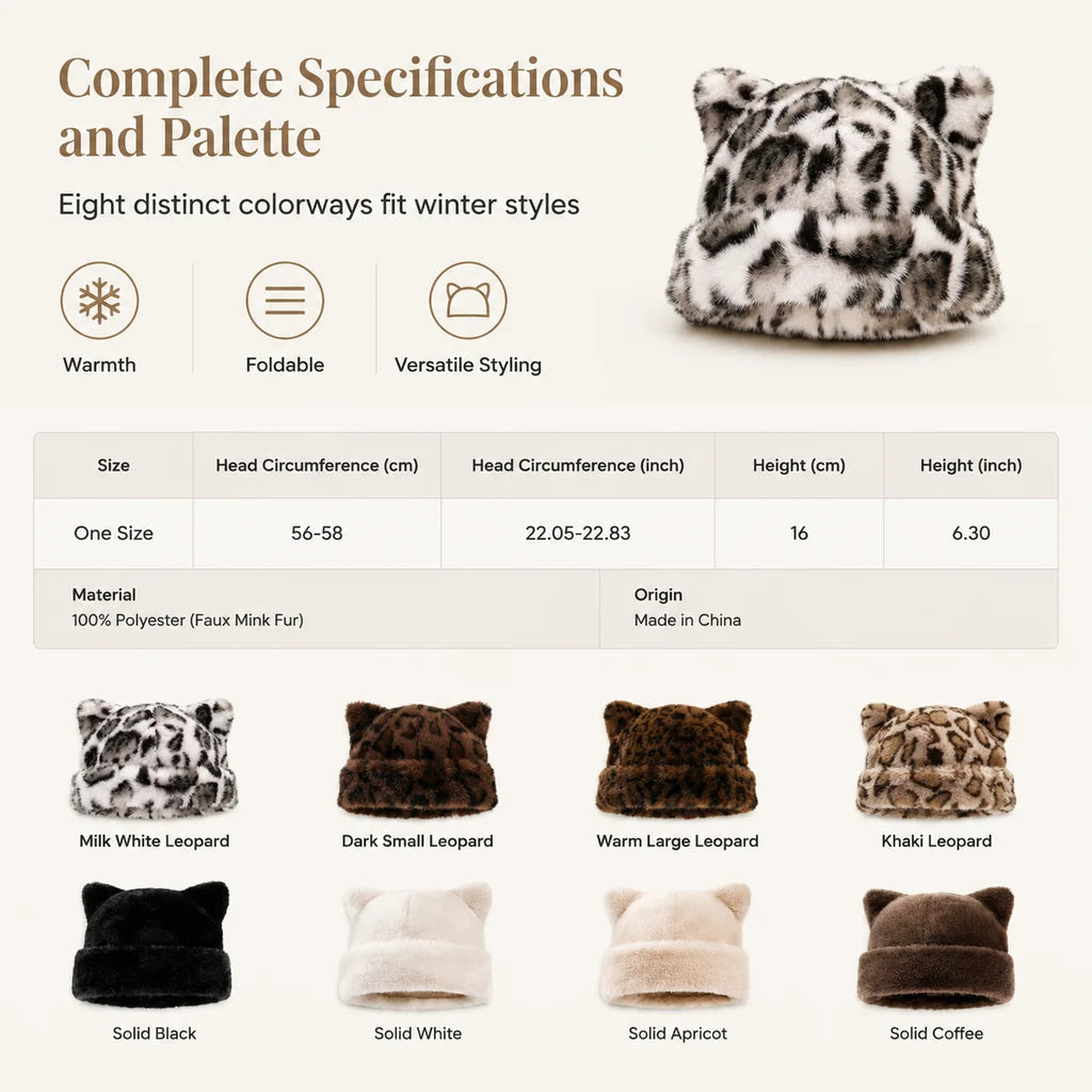 Women's Fluffy Faux Fur Bear Ear Beanie