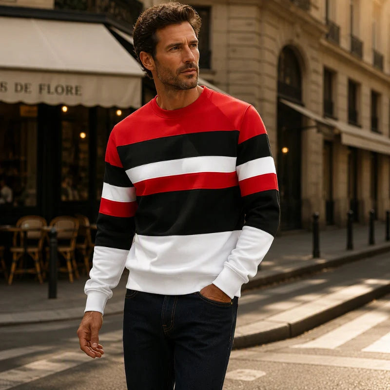 Men's Classic Striped Crew Neck Sweatshirt