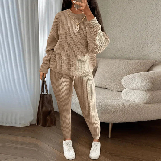 Women's Relaxed Ribbed Knit Jumper & Joggers Set