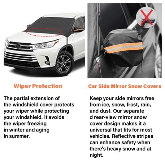 Premium Windshield Snow Cover Sunshade + Mirrors Cover (One Size Fits All)