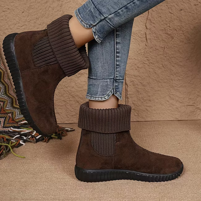 Women's Knitted Cuff Ankle Boots