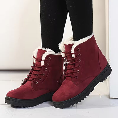 Women's Plush-Lined Lace-Up Ankle Boots