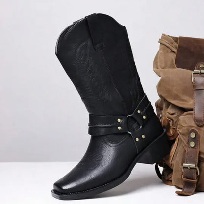 Men's Embossed Retro Ankle Boots