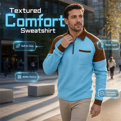 Men's Waffle Knit Quarter-Zip Pullover