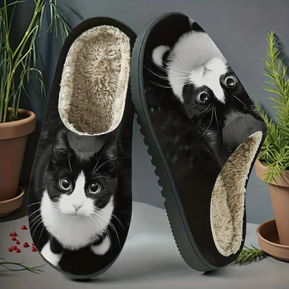 Women's 3D Cat Plush Slip-On Slippers