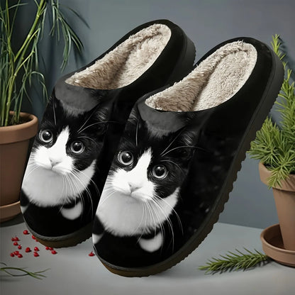 Women's 3D Cat Plush Slip-On Slippers