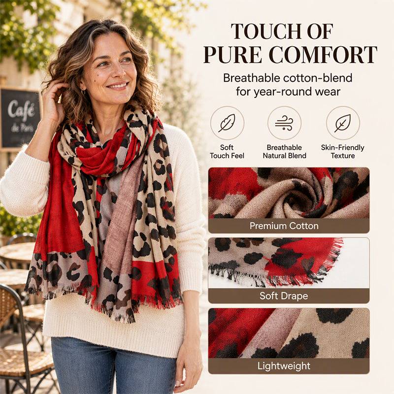 Women's Lightweight Leopard Print Shawl Scarf