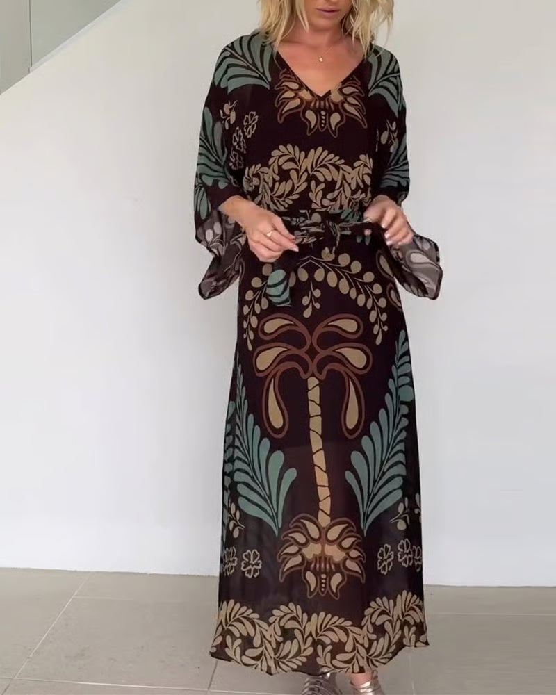 Women's Relaxed Bohemian V-Neck Dress