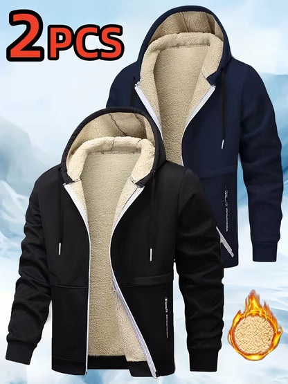 Men's 2-Piece Fleece-Lined Hooded Jacket Set