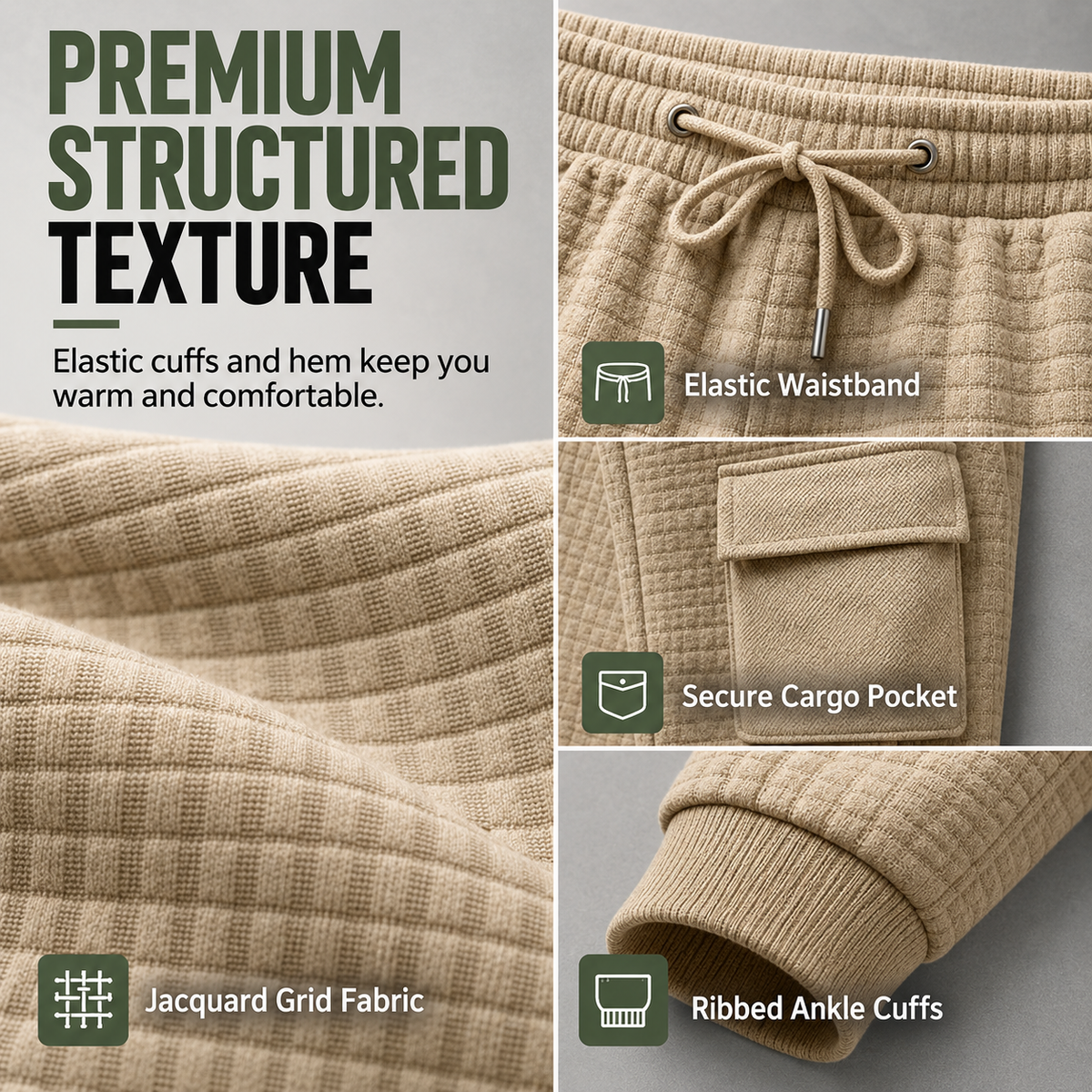 Men's Textured Multi-Pocket Cargo Joggers